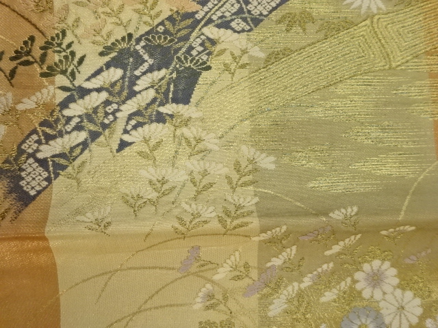 6891229: JAPANESE KIMONO / VINTAGE FUKURO OBI / WOVEN AUTUMN